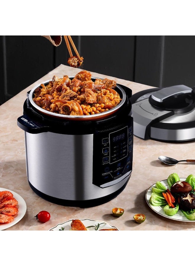 Winning Star, pressure cooker, capacity 6 liters, digital, 14 functions, spoon and measuring cup accessories, stainless steel, 1000 watts, black silver, M/ST-9303 - Image 3